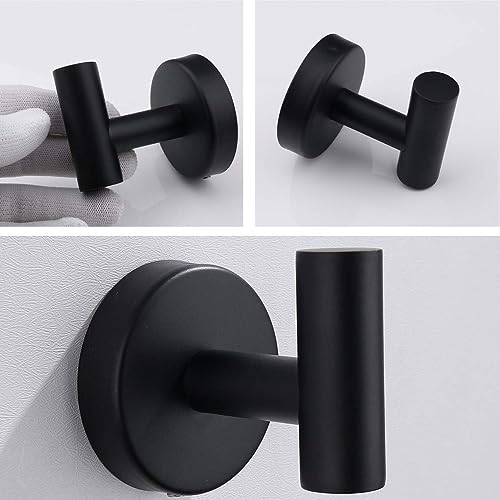 QNIIAED 4 Pcs Bathroom Towel Hook,Screw in Metal Coat Robe Hook SUS 304 Stainless Steel Heavy Duty Wall Door Hanger for Bathroom Kitchen Garage Home Hotel Office(Black) - Image 3