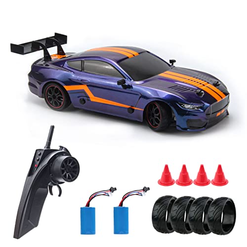 BESWIT RC Drift Car Remote Control Car RC Sport Racing Car Hight Speed Drift Vehicle1/14 RC Car for Adults Kids Gifts, 4WD RTR Vehicle with LED Lights,Two Batteries and Drift Tires + Racing Tires