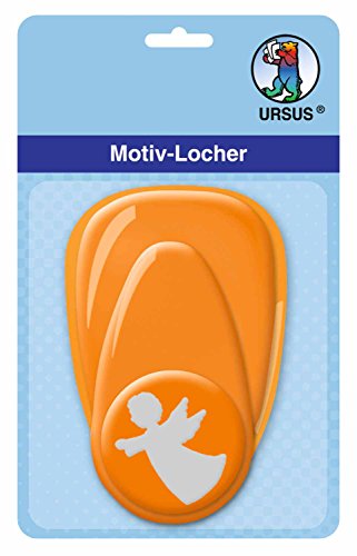 Ursus 19480028, Motif Hole Punch with Lever Medium Angel, Orange, Punched Motif Approx. 25.4 mm