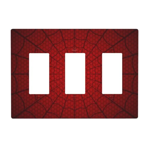 Pznen Cubierta de interruptor de luz con temática de héroe, placa de pared estándar de 3 bandas, decoración GFCI de 6.5 x 4.65 pulgadas