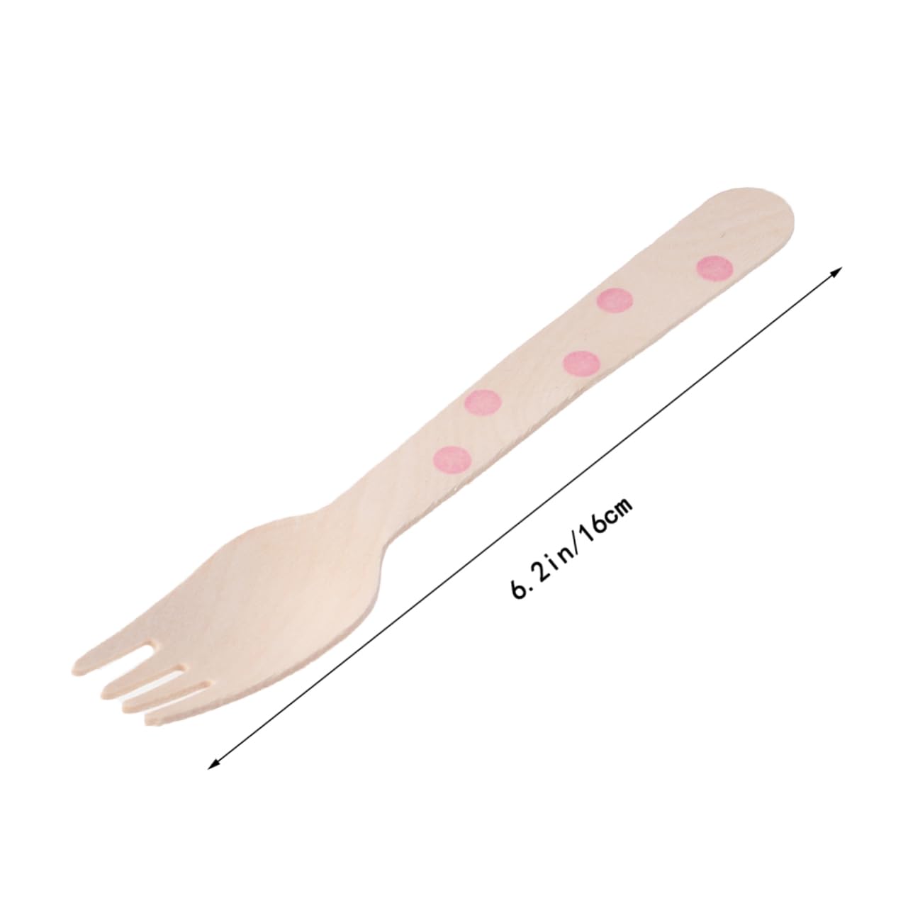 CLISPEED Stylish 12 Pcs Pink Dot Wooden Forks for Birthday Wedding or Special Occasions Disposable Dessert Fork Supplies