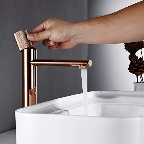 Robinet de lavabo en laiton or rose SFEWF, mitigeur haute performance