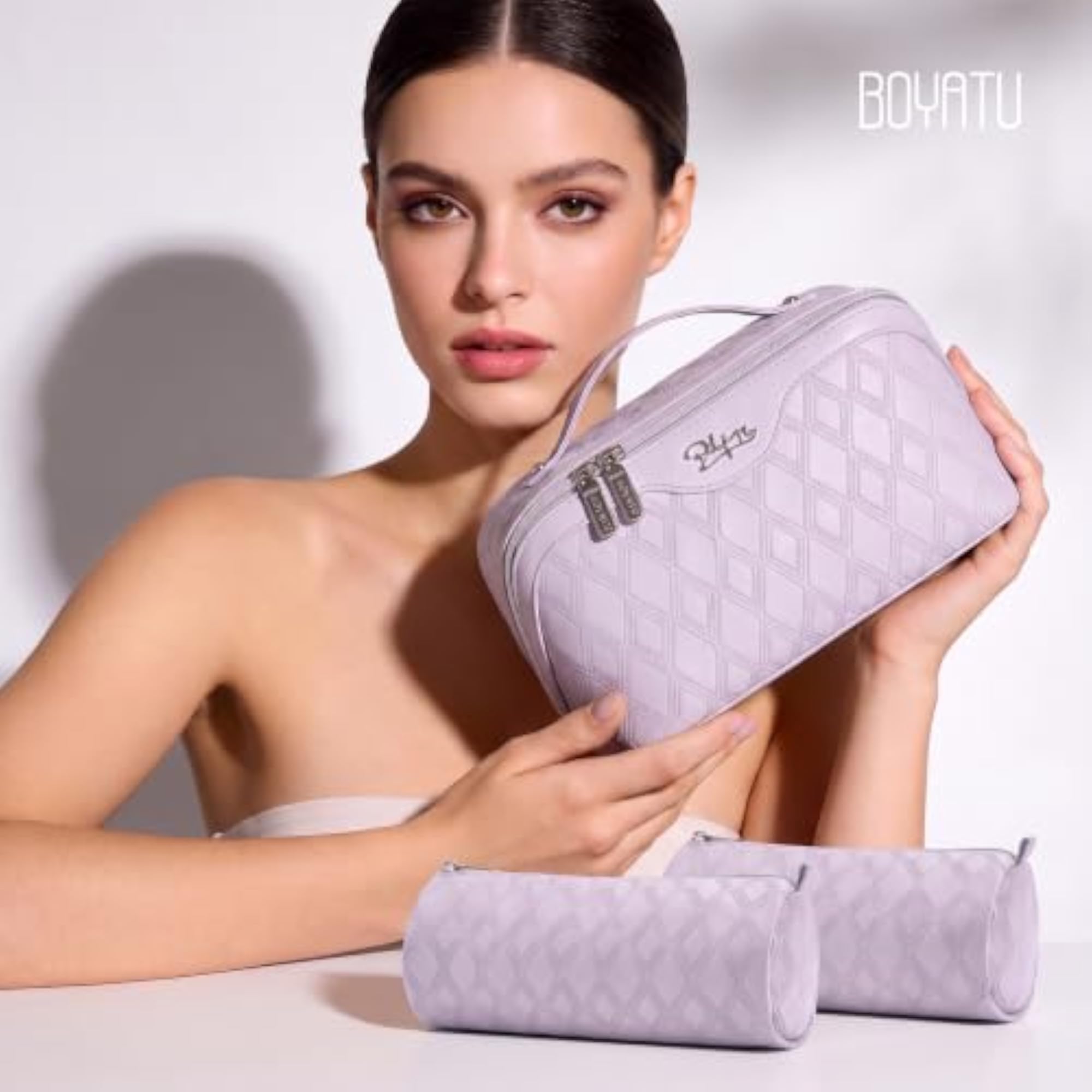 Travel Makeup Bag for Women, 3-in-1 Leopard Print Set