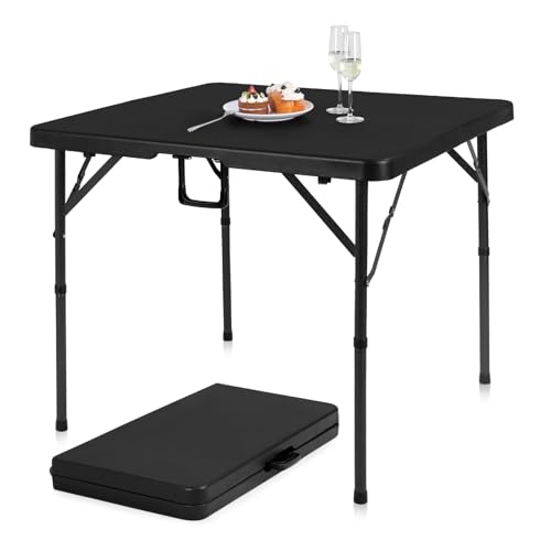 pollilar 34' Folding Card Table Square Foldable Table Plastic Portable with Detachable Legs, Dual...