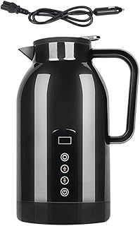 BlesConi Hervidor portátil de viaje para coche, 1200 ml, acero inoxidable, para 12 V, 24 V, con apagado automático (negr...