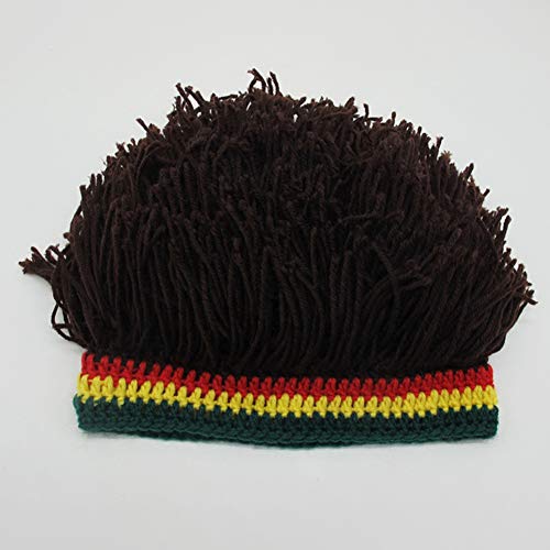 Image of Funny Rasta Wig Beard Hats Knitted Jamaican Rasta Beanie Hat with Dreadlocks Christmas Halloween for Men Women
