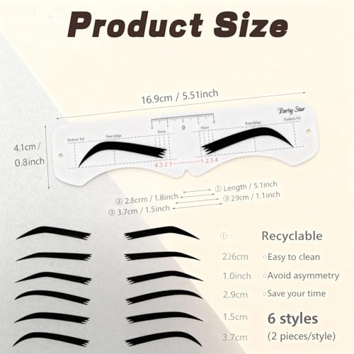 12 PCS Eyebrow Stencil,Reusable DIY Eyebrow Stencils Template for 3 Minutes Makeup，Eyebrow Template with Elastic Band for Beginners，Suitable for Women's Makeup, Drawing Brows(Eyebrow Distance 2.0cm)