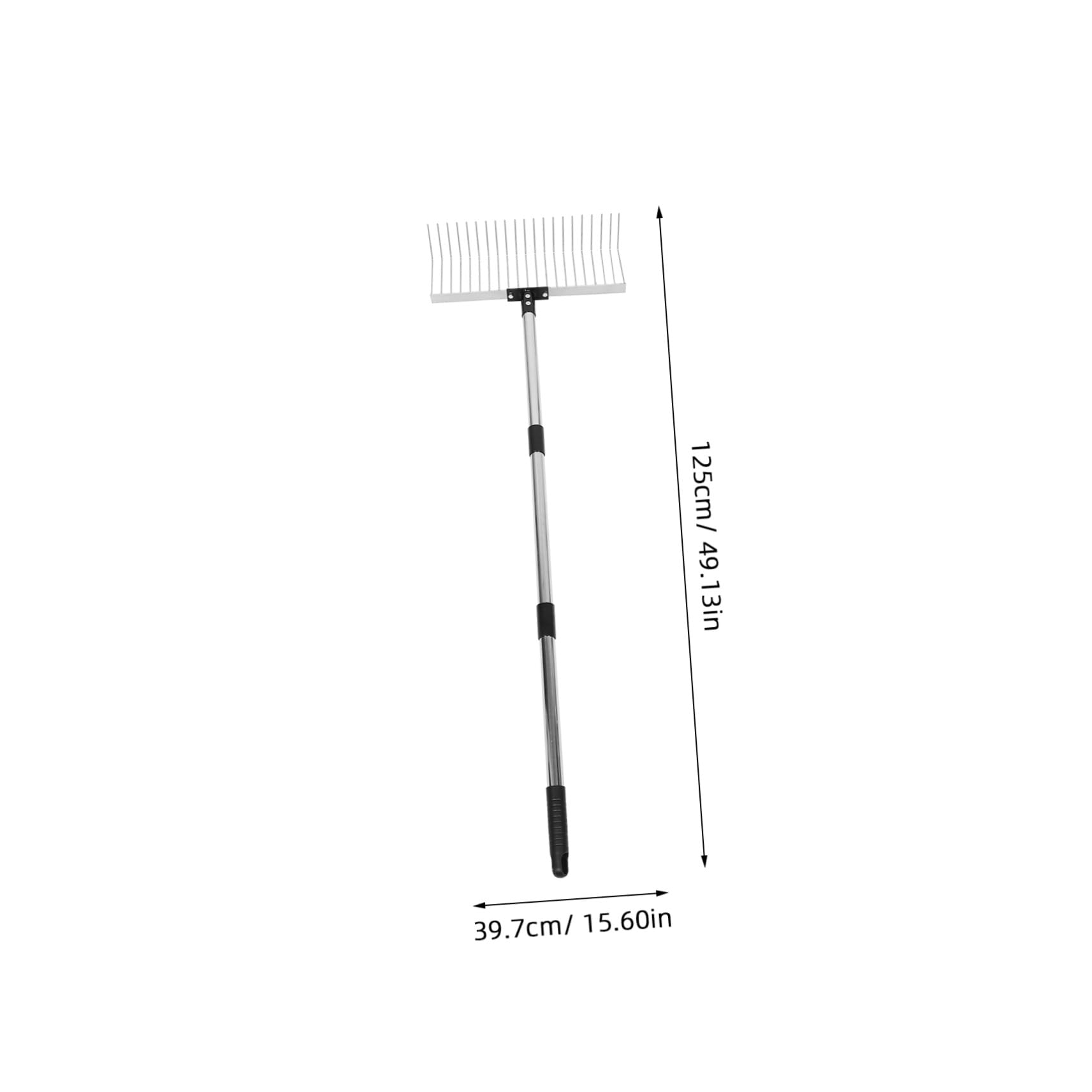Rastrillo de jardín de metal resistente con mango de acero inoxidable desmontable, perfecto para aireación del suelo, nivelación del césped y recolección eficiente de hojas en tu jardín