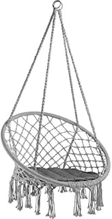 tectake 800689 - Hanging Chair, Hammock with Seat Cover, Robust Construction, Indoor Outdoor (Grey | No. 403116)