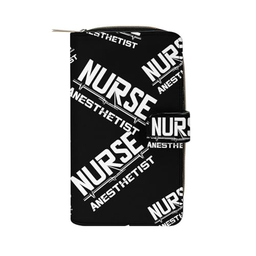 Nurse Anesthetist Stylish Leather Wallet Womens Mens Slim Purse Secure Card Holder Durable Bifold Clutch Handbag
