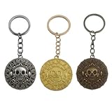 Heiolox 3 Pcs Alloy Key Chain Charms,Halloween Pirate Coin Key Chains,KeyRings Home Door Keys Holder Girl & Boy Helloween Present