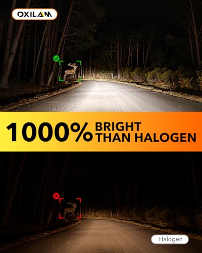 Image of OXILAM H13 LED Bulbs, 6500K Cool White 9008 Light Bulbs, 10X Brighter Visibility, No Flicker, Plug and Play, IP68 Waterproof, Pack of 2