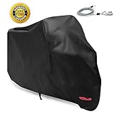 🛵100% Polyester mit TPU-Beschichtung ist diese Motorrad Abdeckplane Wasserdicht, Winterfest, Reißfest UV-stabilisiert, frostbeständig, die Motorradplane kann vor widrigen Witterungsbedingungen wie Regen, Schnee, Eis, Wind, Staub oder Sonne schützen.