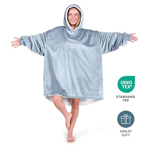 Image of Bare Home Wearable Blanket Hoodie - Soft Plush Sherpa - Warm and Cozy - Oversized Wearable Blanket