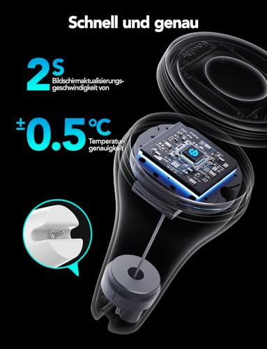 GoveeLife WLAN Pool thermometer mit App, Schwimmendes Funk Wasserthermometer Digitale mit Wasserdichtigkeit nach IPX7, Benachrichtigungsalarm für Badewanne, Aquarium, Whirlpool und Spa