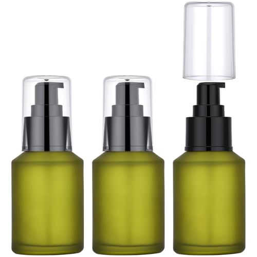 Image of Segbeauty 2oz Frosted Glass Travel Lotion Container Refillable, 3pcs Small Travel Containers for Creams, 60ml Mini Empty Lotion Bottles with Pump Dispenser, Cosmetic Containers Sample Cream Bottle