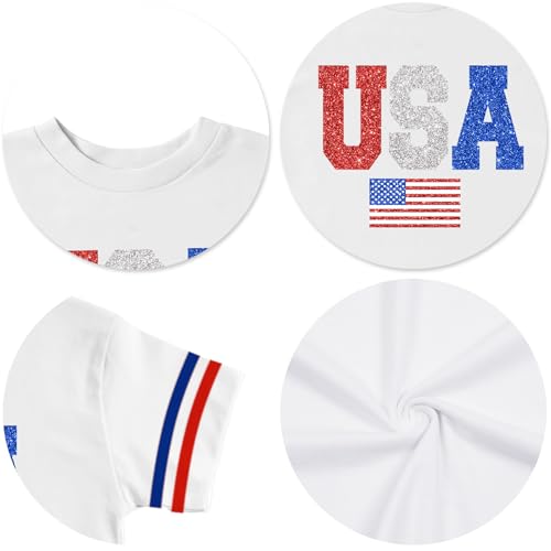 Image of Ithalt Toddler Boys Girls American Flag Shirts 4th of July Tshirt Kids USA Patriotic Tee Independence Day Outfit(3-7y)
