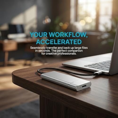 4TB Ultra-Thin Portable Solid-State Drive, USB3.0 to Type-C External Computer Drive, Suitable for PC, Mac, Game Console, and Storage, Silver - 4