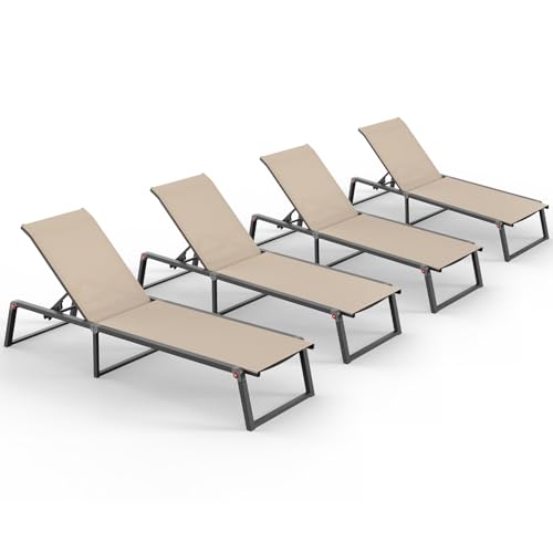 Oasbira set of four folding aluminum chaise lounges