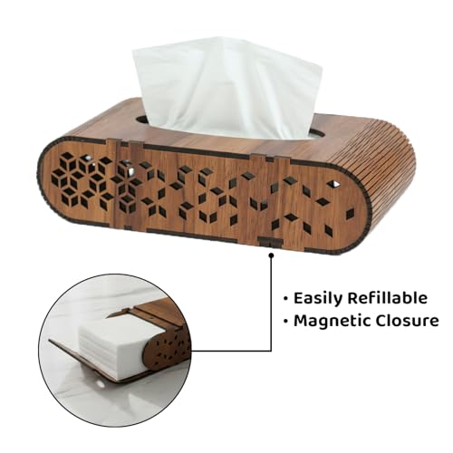 Image of Deskart Wooden Tissue Paper Box | Decorative and Stylish Wooden Tissue Holder Stand for Car, Home, Office Desk, Resturant and Cafeteria (Modern)