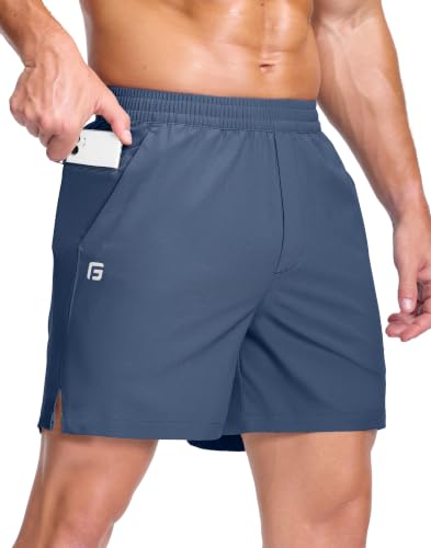 Image of GGJ Men's Lightweight Athletic Shorts with 2 Zipper Pockets 7 inch /9 inch /5 inch Gym Workout Running Quick Dry Tennis Shorts for Men