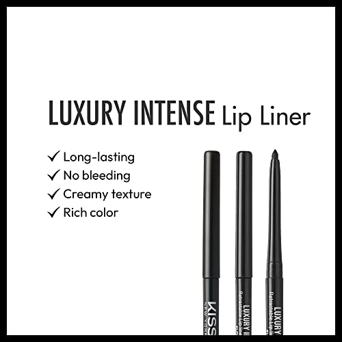 Kiss New York Luxury Intense Lip Liner, Long-Lasting Creamy Lip Liner Retractable Easy To Use Lip Liner 3Pcs (Black) #TOP1