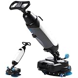 Mini 17" Commercial Grade Automatic Floor Scrubber,Portable Commercial Floor Scrubber,360°Rotating,Self-Propelled,Quiet Operation,for Home and Business White