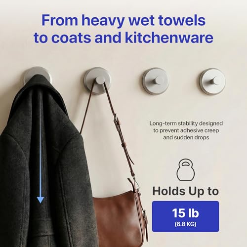 Image of HOME SO Suction Cup Hooks for Shower & Bathroom Towel Holder 4-Pack - Suction Cups Hooks for Hanging Towels, Robes, & Coats - Tiles, Glass Door or Mirror - Shower Hooks & Towel Hooks Organizer -Nickel