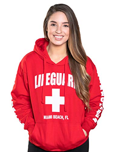 LIFEGUARD Official Ladies Hoodie Miami FL - Red -white - Gray