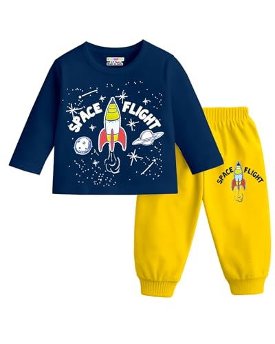 Image of Kuchipoo Boys Regular Fit Cotton T-Shirts and Pyjamas Clothing Set-Pack of 3