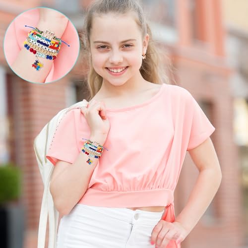 Y1tvei Autism Awareness Clay Bead Bracelets - 7Pcs Autism Awareness Colorful Clay Bead Surfer Bracelet Puzzle Piece Pendant Bracelet String Layering Stackable Stretch Bracelet Gift for Women Kid4