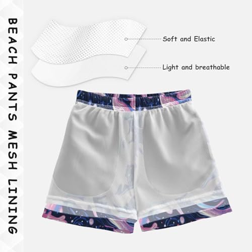 Boy Swim Trunks Starry Axolotl Dreamy Swirls Quick Dry Bathing Suit Swimsuit Toddler Beach Board Shorts3