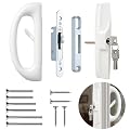 Patio Sliding Door Handle Set with Mortise Lock, Perfect Replacement Sliding Door Handle with Key Lock Fits Patio Doors Thickness 1-1/2" to 1-3/4", 3-15/16" Screw Hole Spacing, Reversible Design