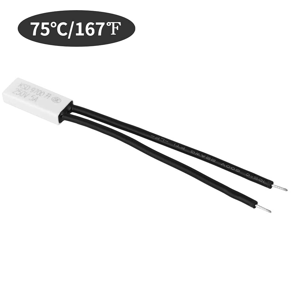 10 Interrupteurs Thermiques KSD9700 75°C - 250V/5A - Normalement Ouvert - Protection Surchauffe