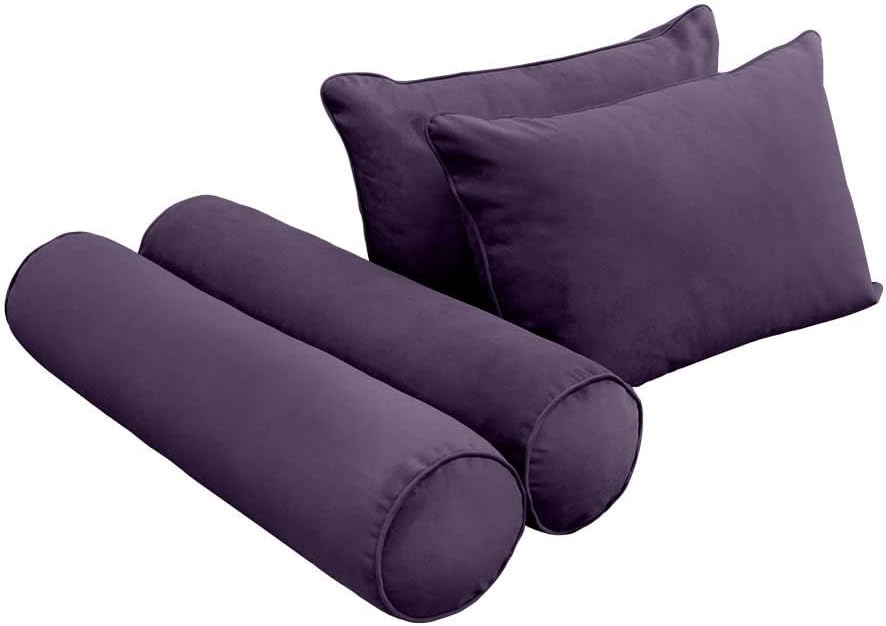 Prolinemax Style V4 Full Size Pipe Trim Velvet Indoor Daybed Mattress Bolster Pillow Complete Set AD339