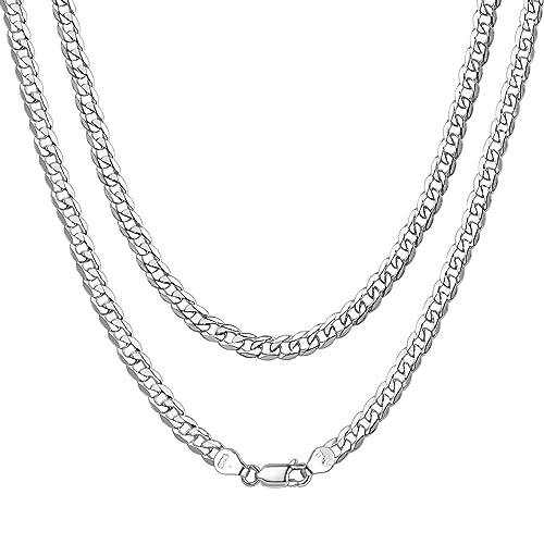 Collier en argent 925 sterling pour homme avec maille gourmette cubaine de 5mm