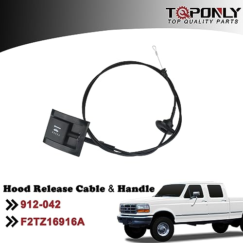 TQPONLY 912-042 Hood Release Cable & Pull Handle Compatible with Ford Bronco F150 F250 F350 Pickup Super Duty Replaces F2TZ16916A by TQPONLY - Image 2
