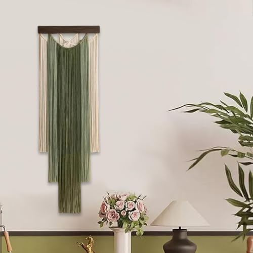 Macramé fait à la main vert : tapisserie bohème pour canapé