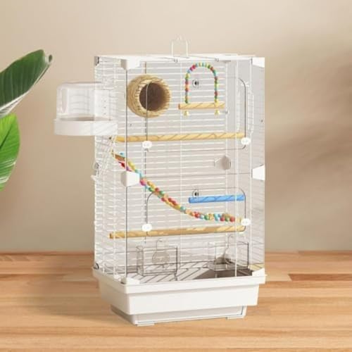 LiuDeQian 鳥かご 鳥ケージ ケージ 鳥かごオウムかごトランペット家庭用小型豪華別荘八兄玄鳳虎皮牡丹真珠繁殖 大型インコインコ鳥小屋透明な鳥かご 組立式 掃除しやすい高強度 ブランコ付き フードボウル スナップオンデザインペット用品 (A)