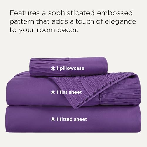Image of Bedsure Twin XL Sheets Dorm Bedding - 3 Pieces Soft Extra Long Twin Sheets, Breathable & Cooling Bed Sheets Set, Oeko Tex, Easy Care Microfiber for Women, Men, Purple