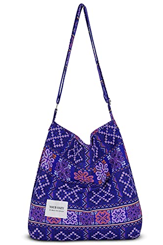 Image of Hobo Crossbody Bag for Women - Large Cotton Tote Shoulder Purse | Adjustable Strap