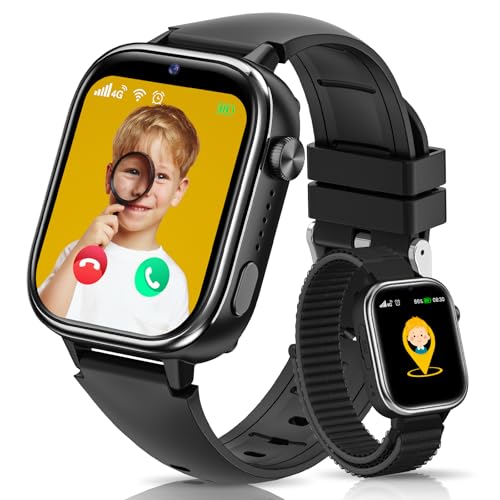 Nouvelle 4G Montre Connectée Enfant avec Appel Vidéo & GPS, IP68 Étanche Smartwatch avec SOS, SMS Chat Vocal, Mode École, Podomètre, Réveil, Suivi du...