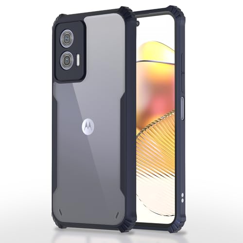 Image of Outlouders Back Cover for Motorola Moto G73 5G | Ultra Hybrid Transparent | Full Camera Protection | Raised Edge | Crystal Clear Bumper Case (Blue)