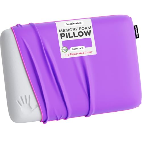 Image of Imaginarium Memory Foam Pillow for Bed - 16 inch x 24 inch Standard - Fun Decorative Colorful Pillow for Sleeping - Back, Stomach & Side Sleepers - Includes Cooling Cover (Galactic Purple)