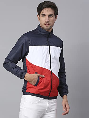 Image of Dennis Lingo Polyester Regular Fit Full Sleeves Men's Color Block Shell Jacket with 2 Pockets - Lightweight Casual Winterwear for Men
