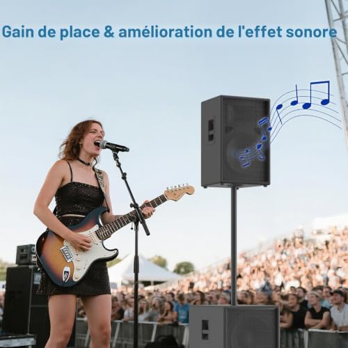 Lot de 2 supports de barre de haut-parleur M20 de 16 pouces pour caisson de basses PA/DJ, support de tige robuste pour caisson de basses avec filetage M20 et trou de tige de 35 mm, capacité de charge – vue 5