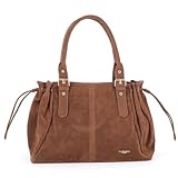 flora & co Sac Cabas Bowling Lacet Similicuir Suédé Femme   Sac À Main Fourre tout Grande Capacité Format A4   Tendance Élégant   Camel