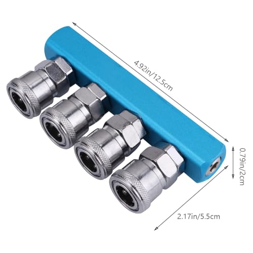 Conector rápido neumático inoxidable azul con protector anticaídas 3