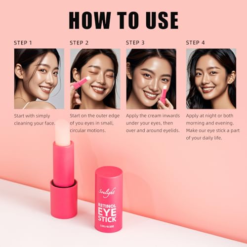 Soulight Retinol Eye Stick, Anti-Aging Eye Cream, Skincare for Wrinkles, Dark Circles, Puffiness - Retinol Eye Balm Moisturizes, Softens& Nourish Skin (Watermelon) - Thumbnail 7