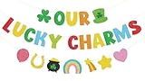 St Patricks Day Banner Glitter Our Lucky Charm Banner Classroom Bulletin Board Decor Saint Patricks Day Decorations for Classroom Spring Home Office Indoor Fireplace Mantle Wall